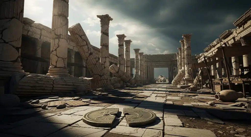 Falling Roman economy symbolizing Roman Inflation Parallels