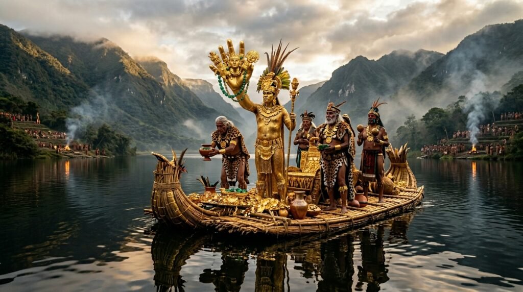El Dorado City of Gold Muisca king ceremony at Lake Guatavita