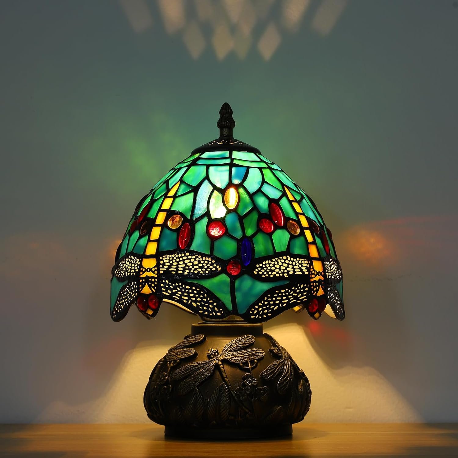 Tiffany Style Blue Dragonfly Stained Glass Lamp
