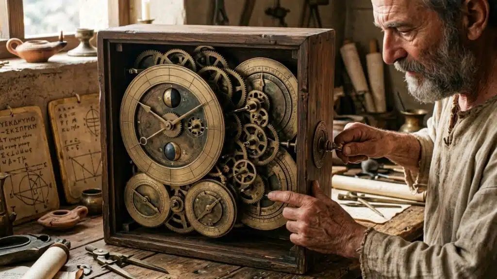 Antikythera Mechanism History revealed through the intricate bronze gears of the ancient Greek analog computer.